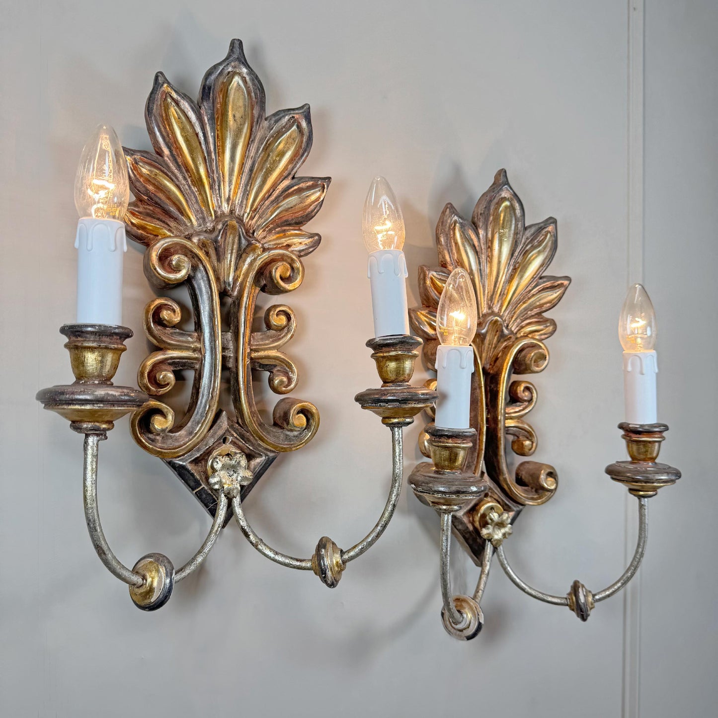20th Century Italian Gilt Wooden Wall Lights