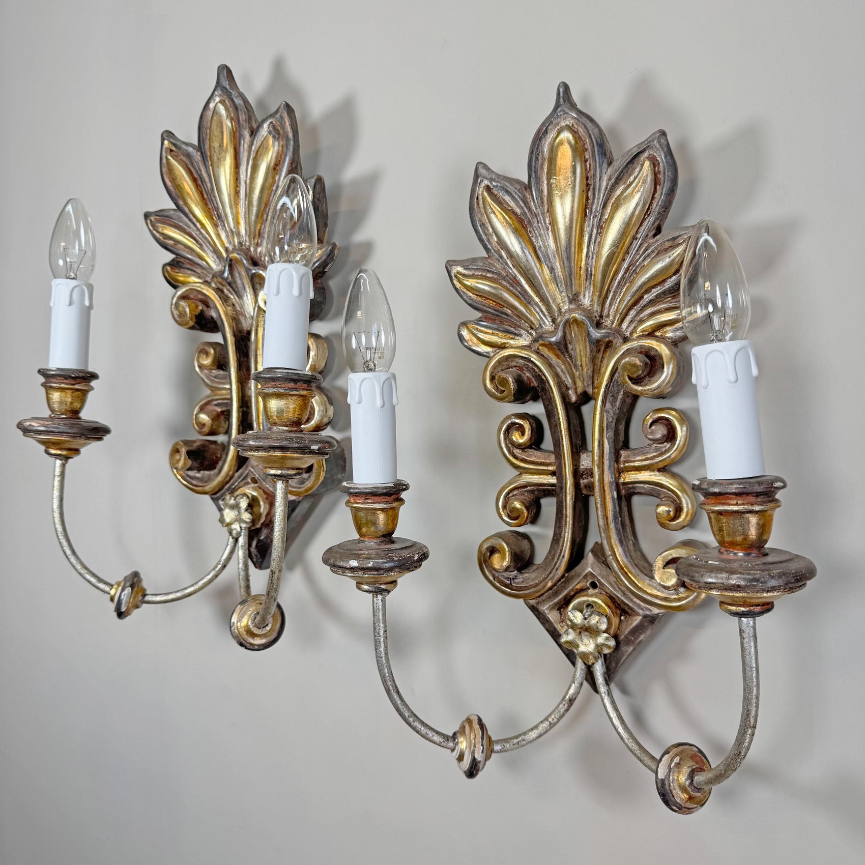 20th Century Italian Gilt Wooden Wall Lights
