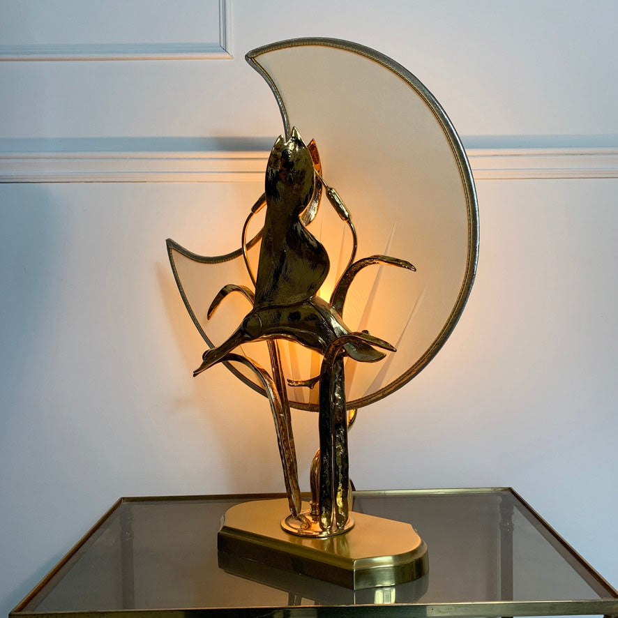 Lanciotto Galeotti Gold Goose & Moon Table Lamp