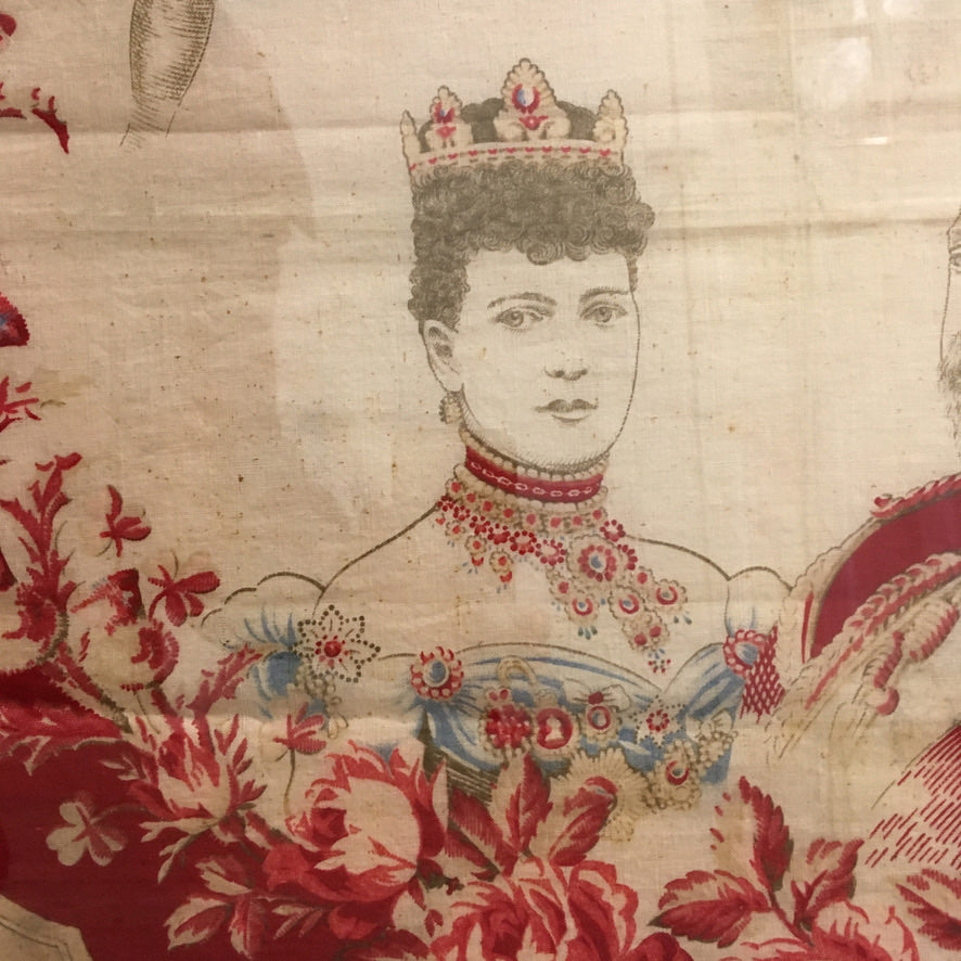 King Edward VII Coronation June 1902 Framed Red Scarf