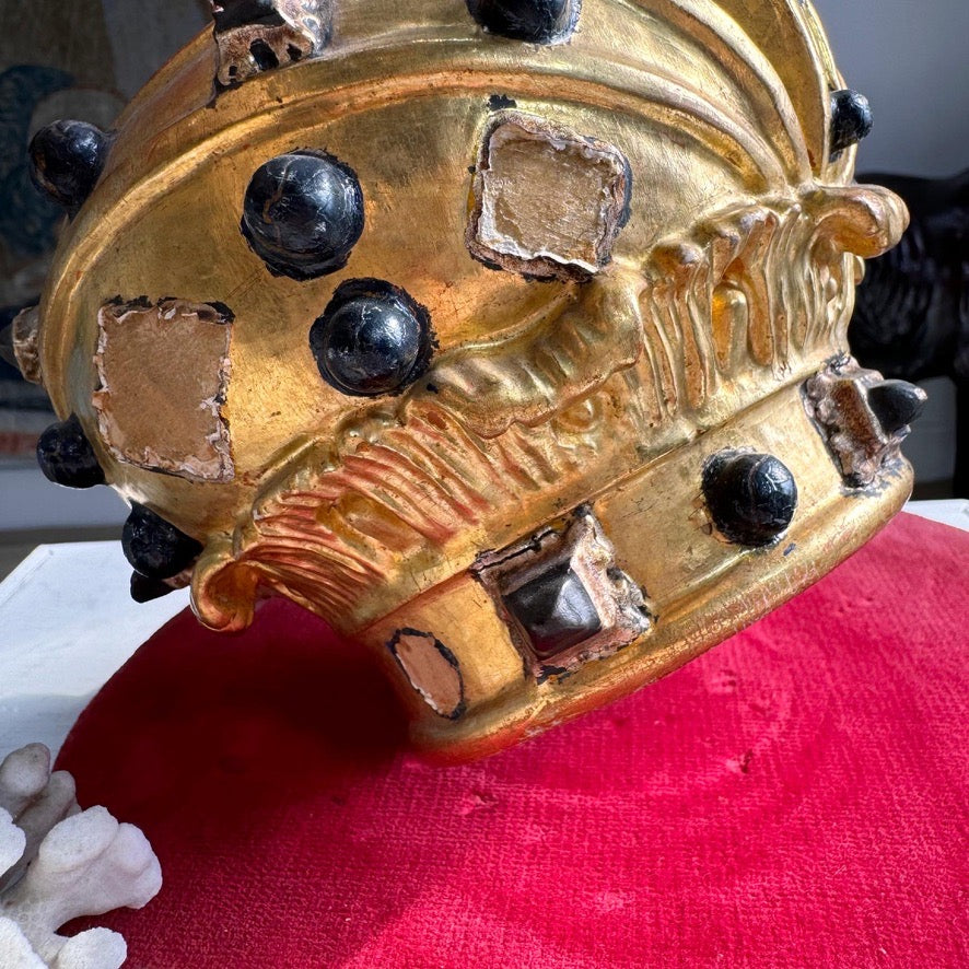 Antique Giltwood and Gesso Catholic Processional Crown