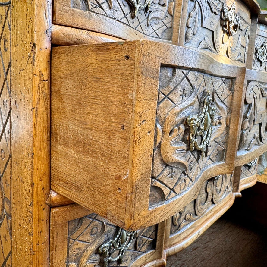 18th Century Carved Ash Dutch Serpentine Chest of Drawers