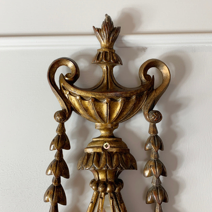 Antique French Faceted Gold Mirror Wall Sconce