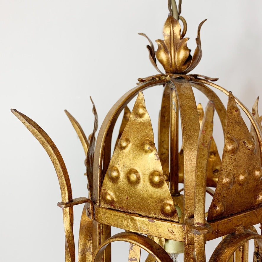 Italian Hand Forged Gilt Lantern 1950's