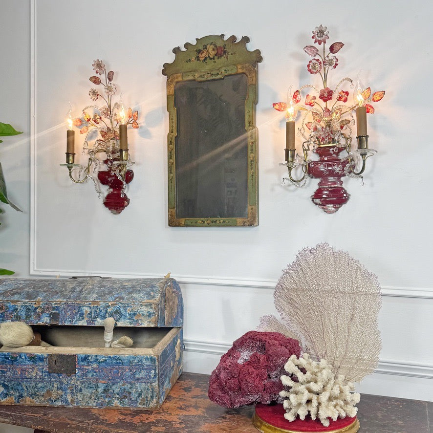 Pair of Maison Bagues Red Wall Sconces Circa 1910