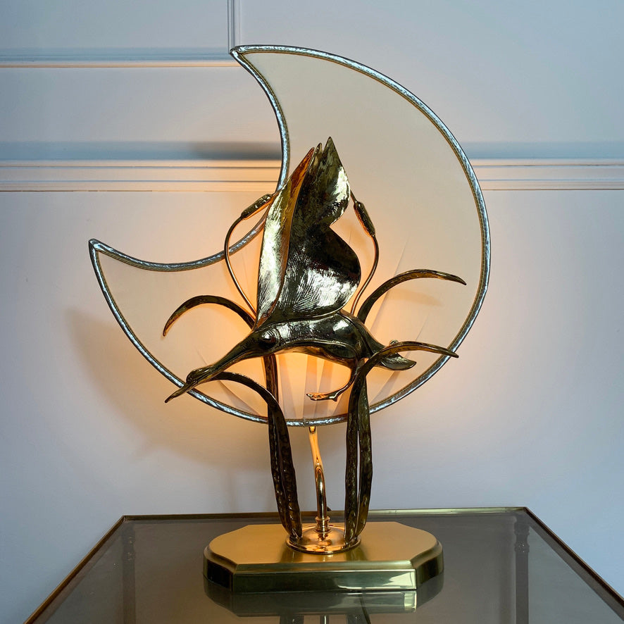 Lanciotto Galeotti Gold Goose & Moon Table Lamp