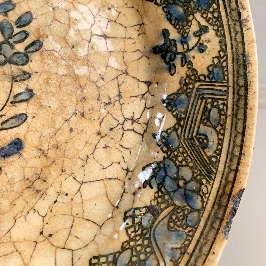 17th Century Safavid Blue Pottery Dish