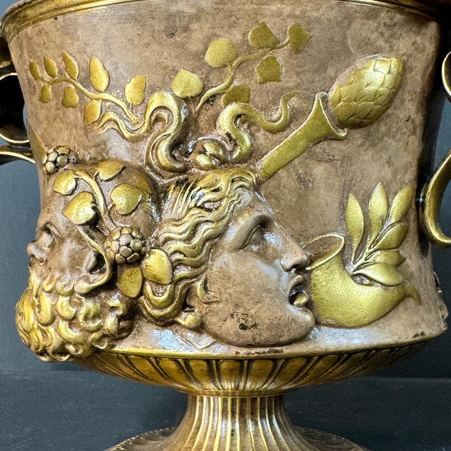 Pair of Ferdinand Barbedienne Low Handled Bronze Urns after the Zaffoli Borghese Vase