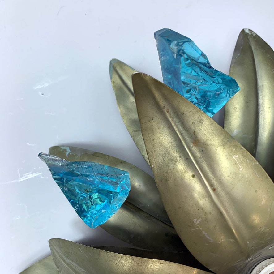 Chateau De Brie Aqua Aura Quartz Flower Wall Light