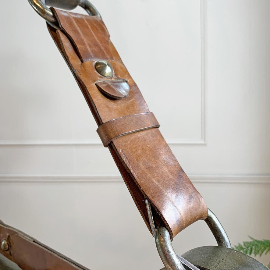 Jean-Pierre Ryckaert Tan Leather Strap and Steel Ceiling Pendant Light