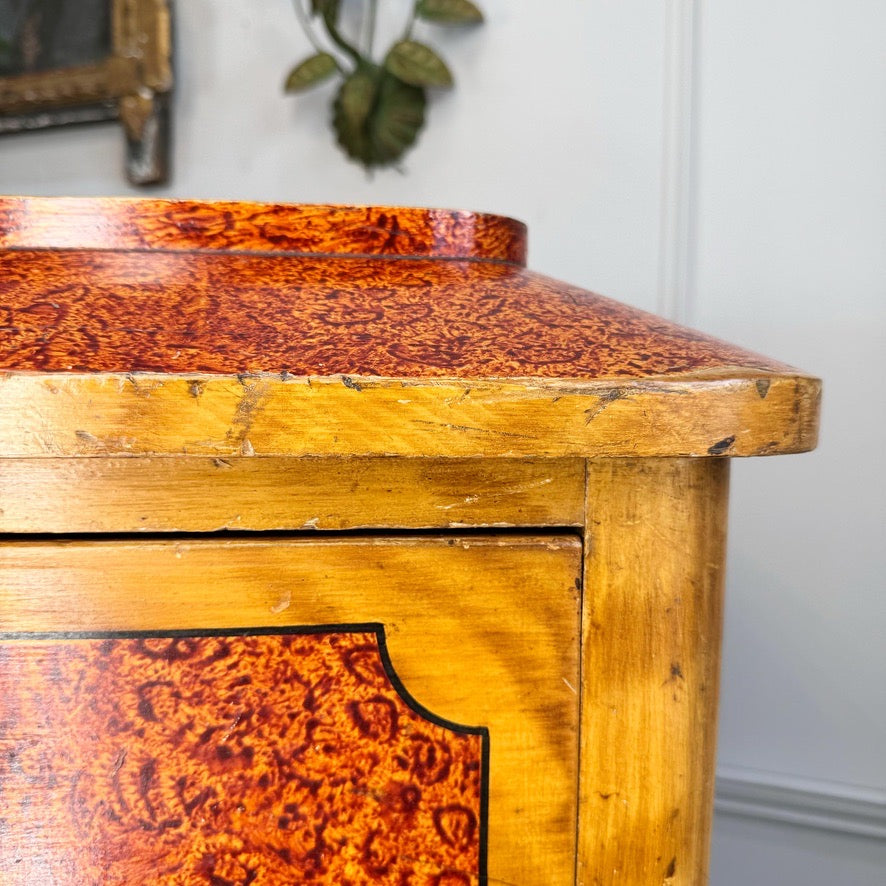 Biedermeier Scumble and Faux Burlwood Painted Chest of Drawers