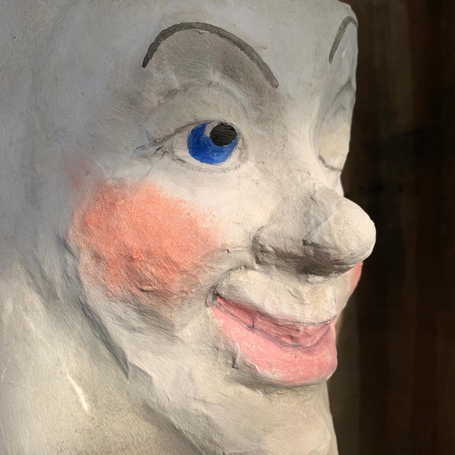 Large Folk Art Papier Mache Moon with Face