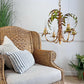 Mid Century Italian Faux Bamboo Palm Tole Chandelier 1950's