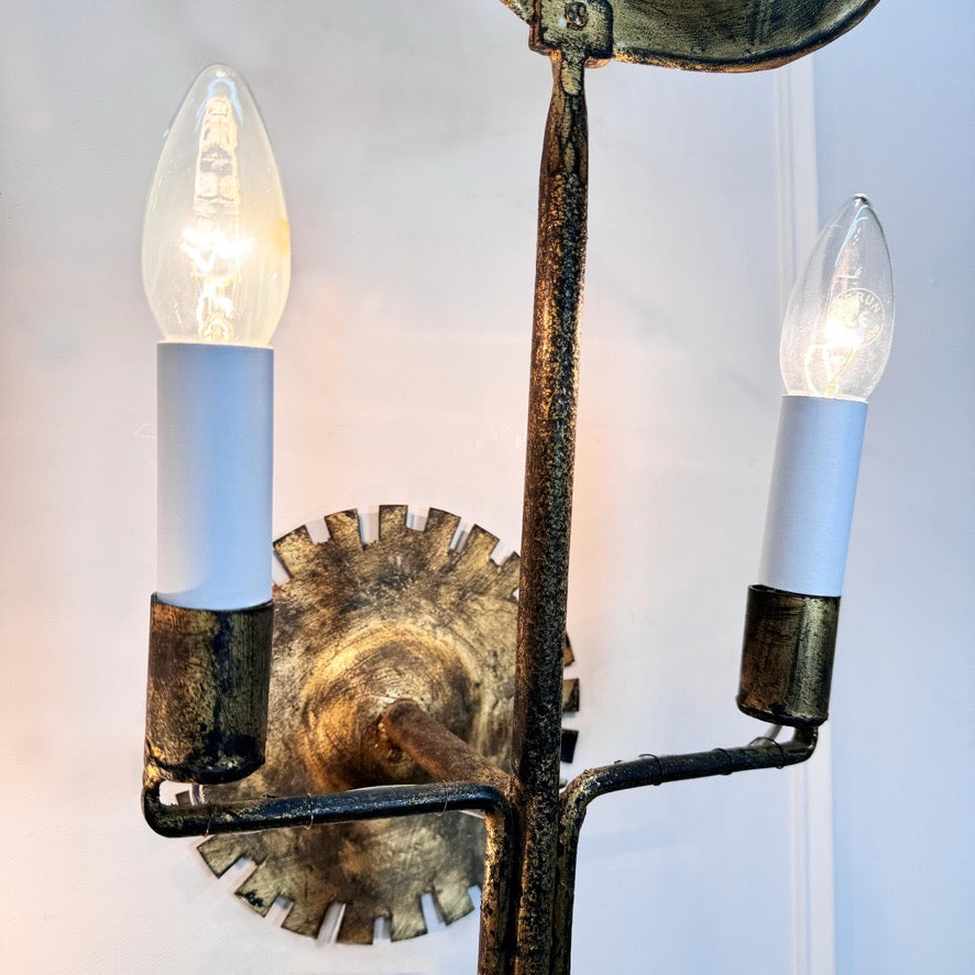 Vintage Pair of Jean Touret Cockerel Wall Lights for Ateliers de Marolles