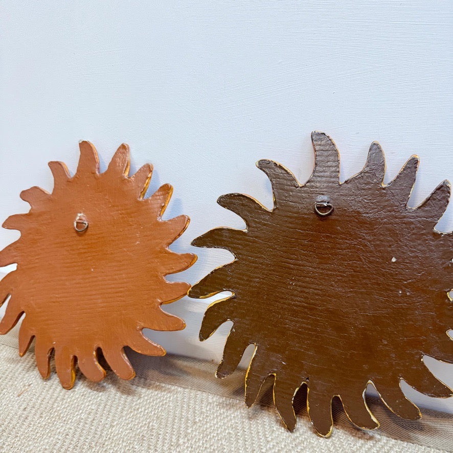 Pair of Sermel Sergio Bustamante Papier Mache Sun Faces