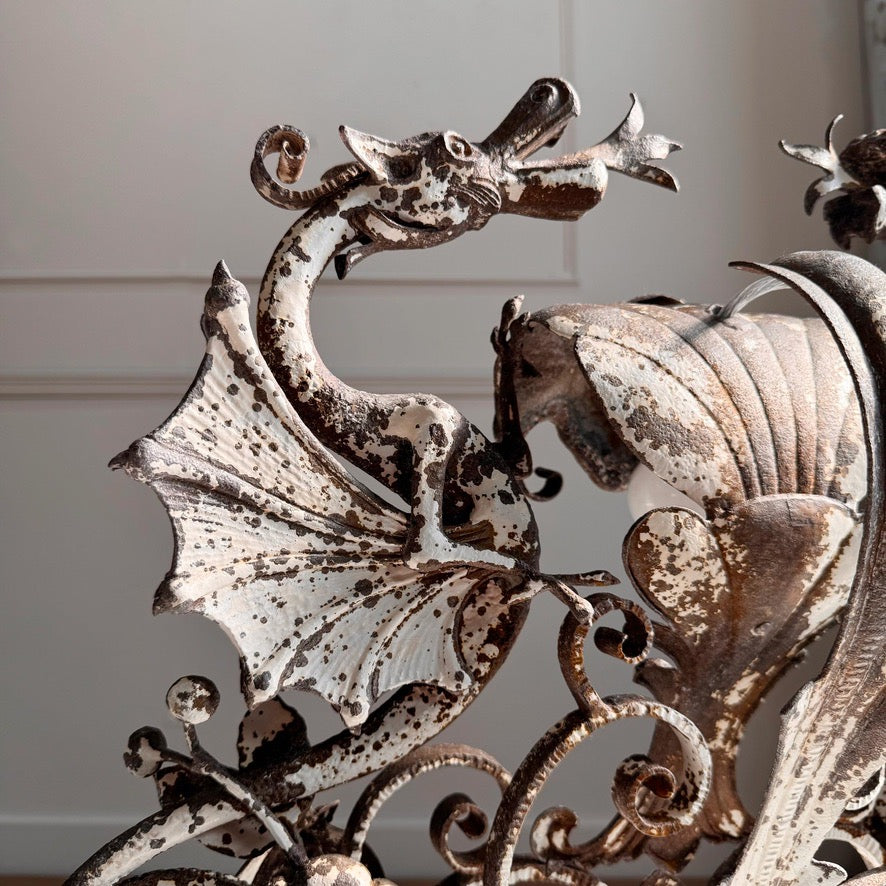 19th Century Wrought and Cast Iron Gothic Overdoor Light