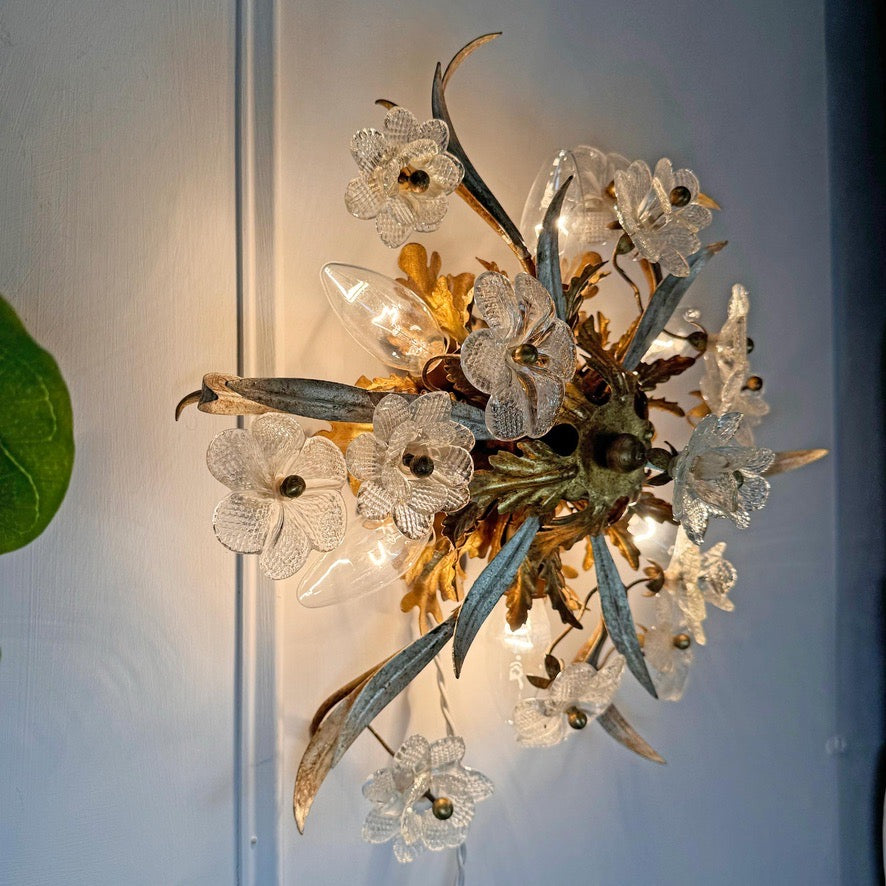 Banci Firenze Murano Glass Flush Light 1950's Italy