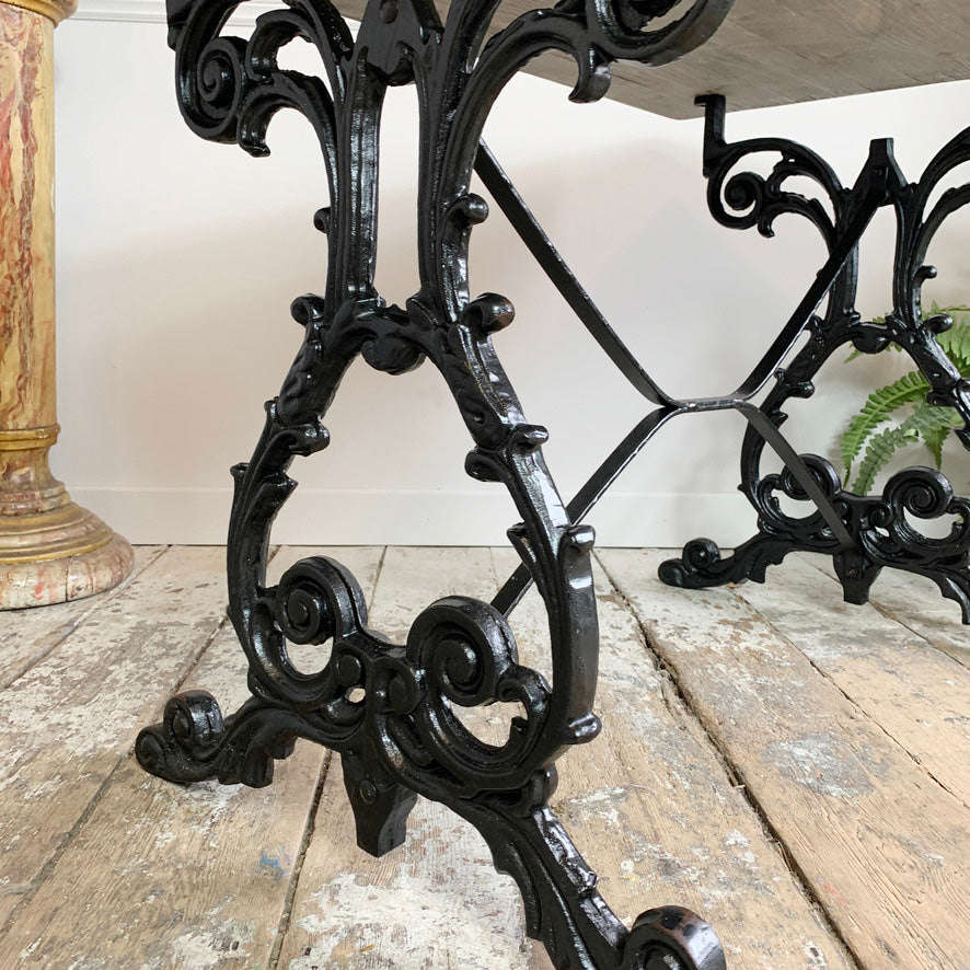 Early 20th Century Cast Iron Table with Contemporary Reclaimed Top