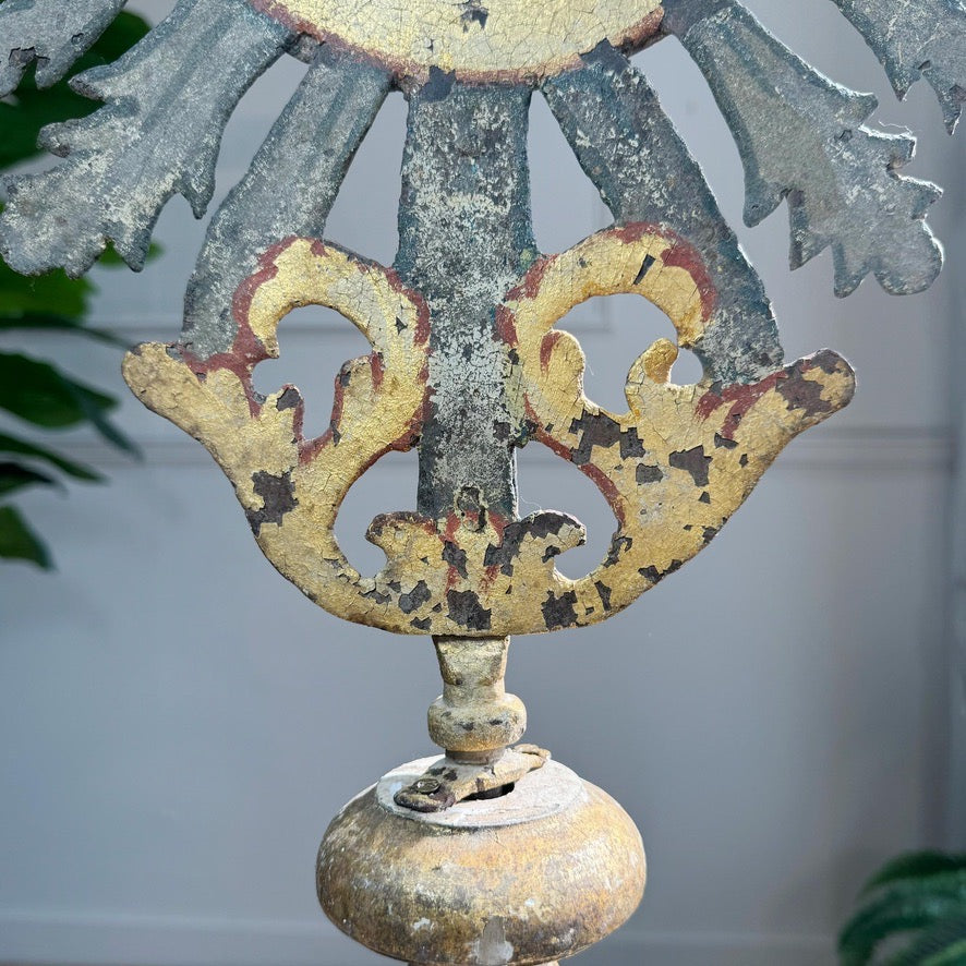 Processional Gilt Iron IHS Cross Mounted on a Baroque Altar Vase 18th Century