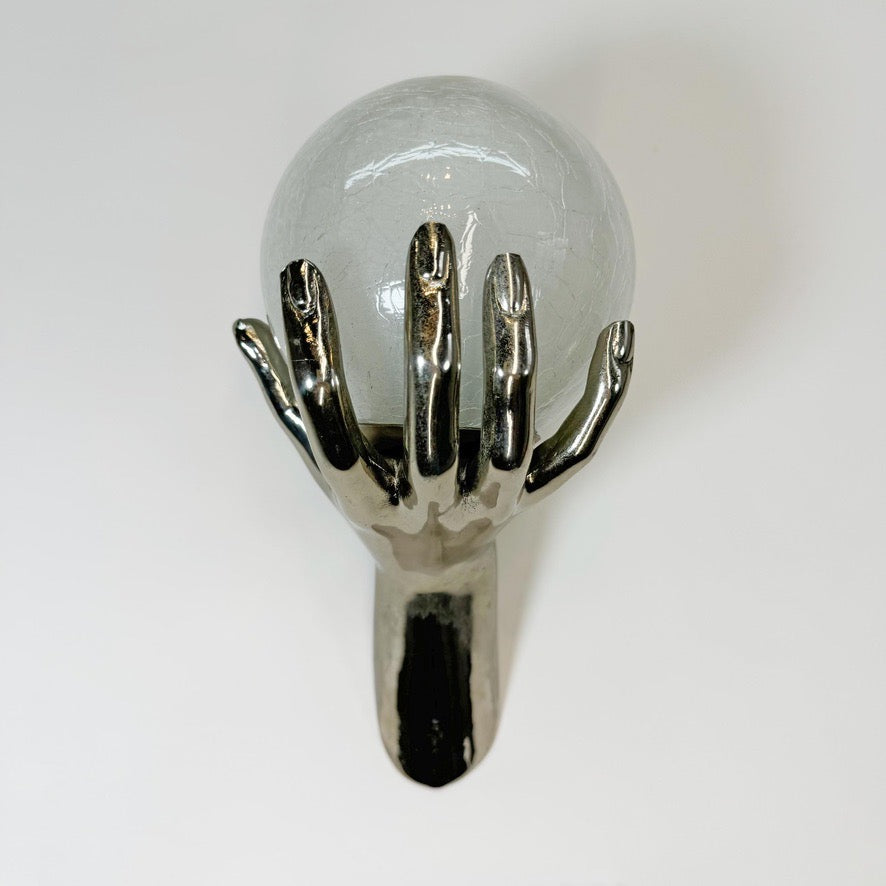 Maison Arlus Bronze Hand Wall Sconce in Gilt Silver France 1970's