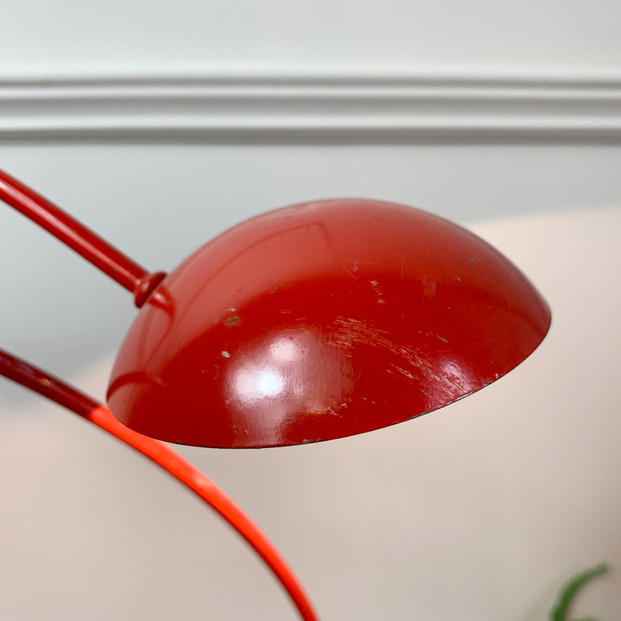 1980's Fischer Leuchten Red Crescent Desk Lamps