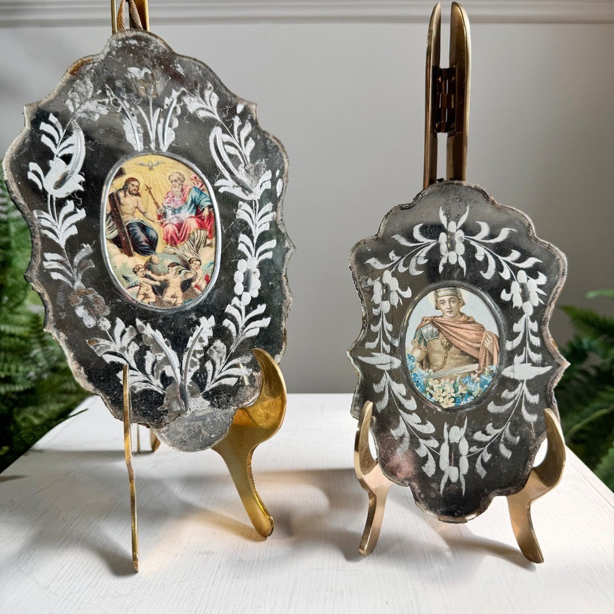 Antique Pair of German Nuns' Mirrors circa 1800