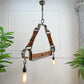 Jean-Pierre Ryckaert Tan Leather Strap and Steel Ceiling Pendant Light