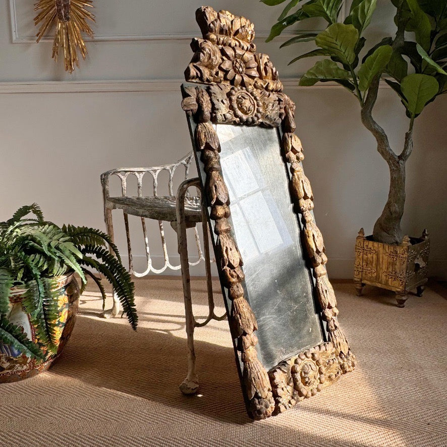 Antique Italian Gilt Wood Mirror 18th Century