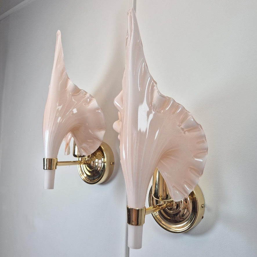 Barovier and Toso Pink Murano Glass Wall Lights