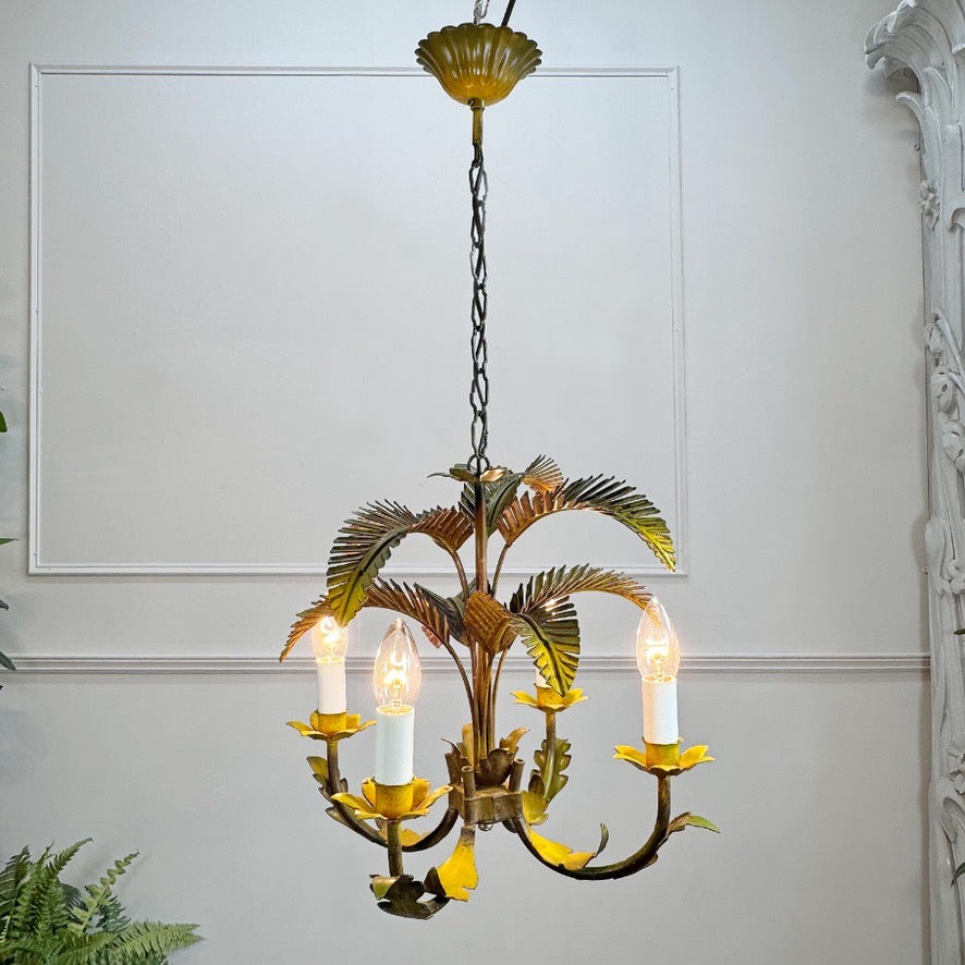 1970s Italian Palm Leaf Chandelier