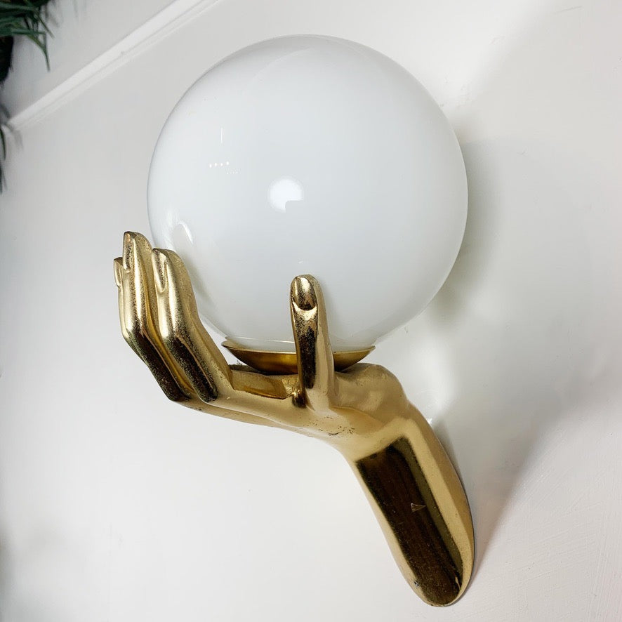 Maison Arlus Gilt Gold Bronze Hand Wall Sconce France 1970's