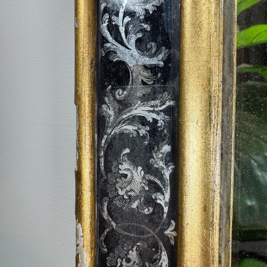 Late 19th Century Gilt and Black Eglomise Wall Mirror