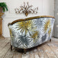 Antique French Parlour Settee in Tropics 'Fan Palm' Fabric