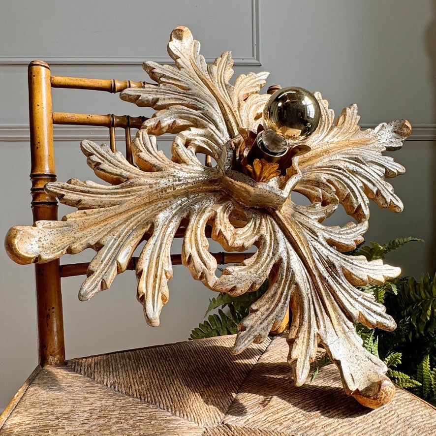 Silver Giltwood Florentine Flush Mount Light