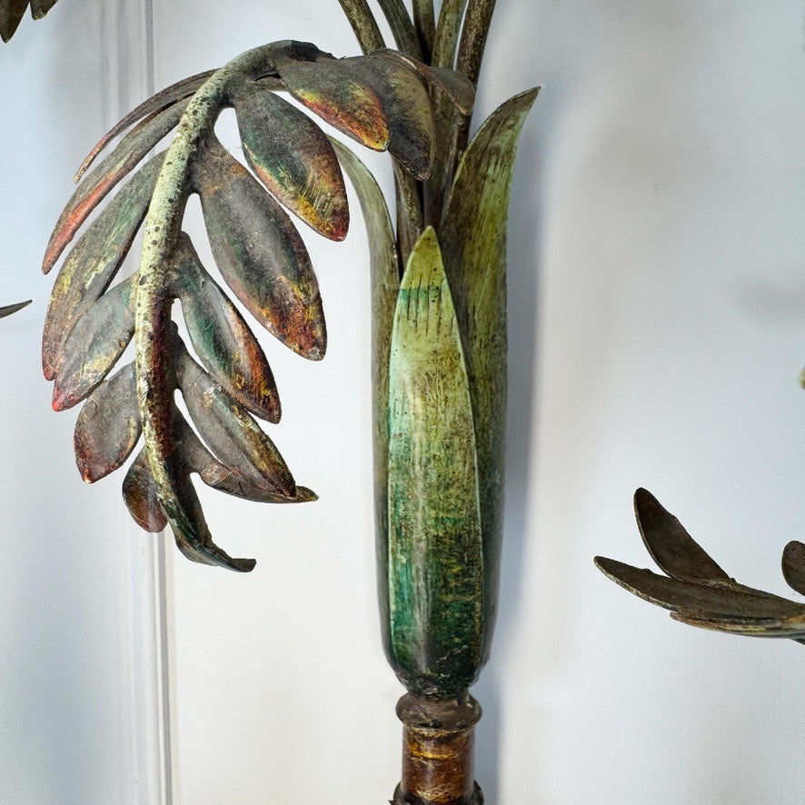 Antique Faux Bamboo Palm Leaf Wall Light France 1930's