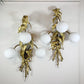 Pair of Signed P. Mas Rossi Naturalistic Gold Leaf Wall Lights