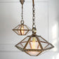 Pair of French Brass and Glass Art Deco Pendant Lights