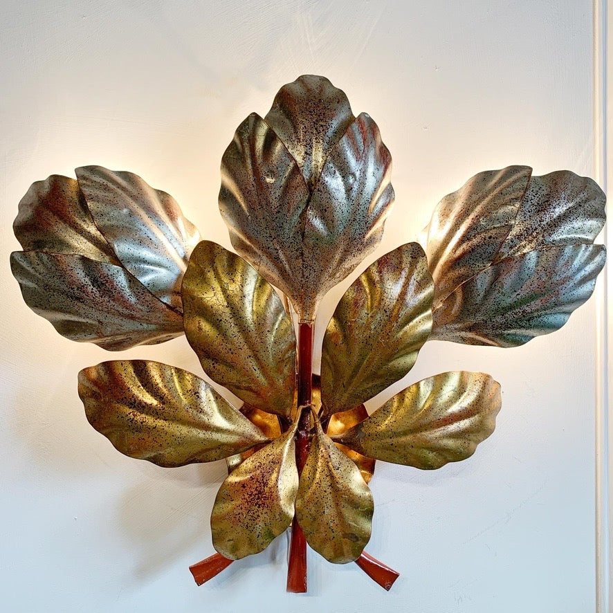 Hans Kogl Gold and Silver Leaf Wall Light