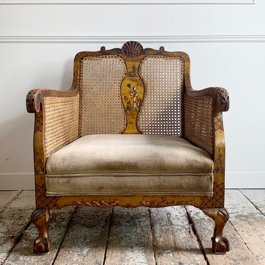 English Late Victorian Gilt Chinoiserie Bergere Suite