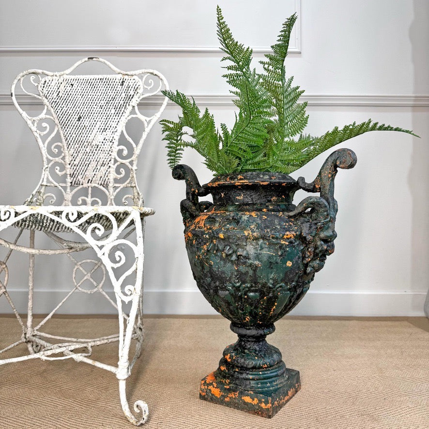 Antoine Durenne Foundry Satyr Mask Cast Iron Urn