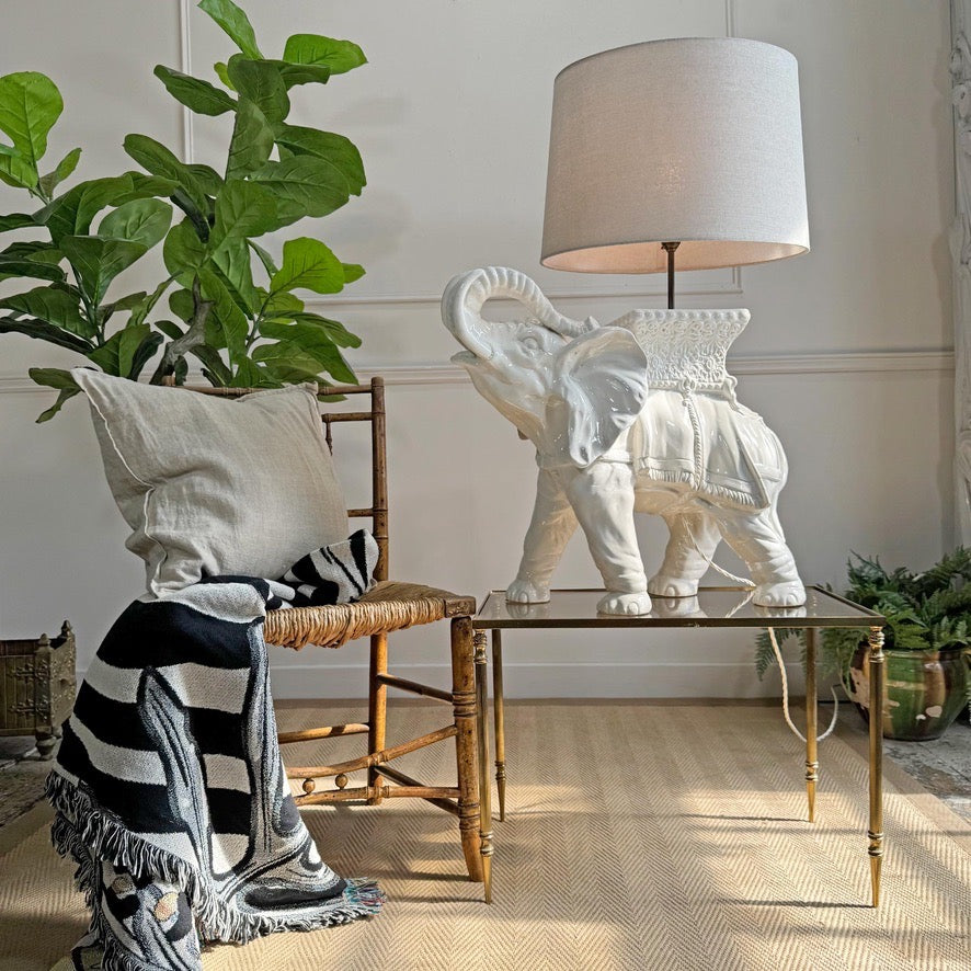 Mid Century Malicorne Ceramic Elephant Table Lamp