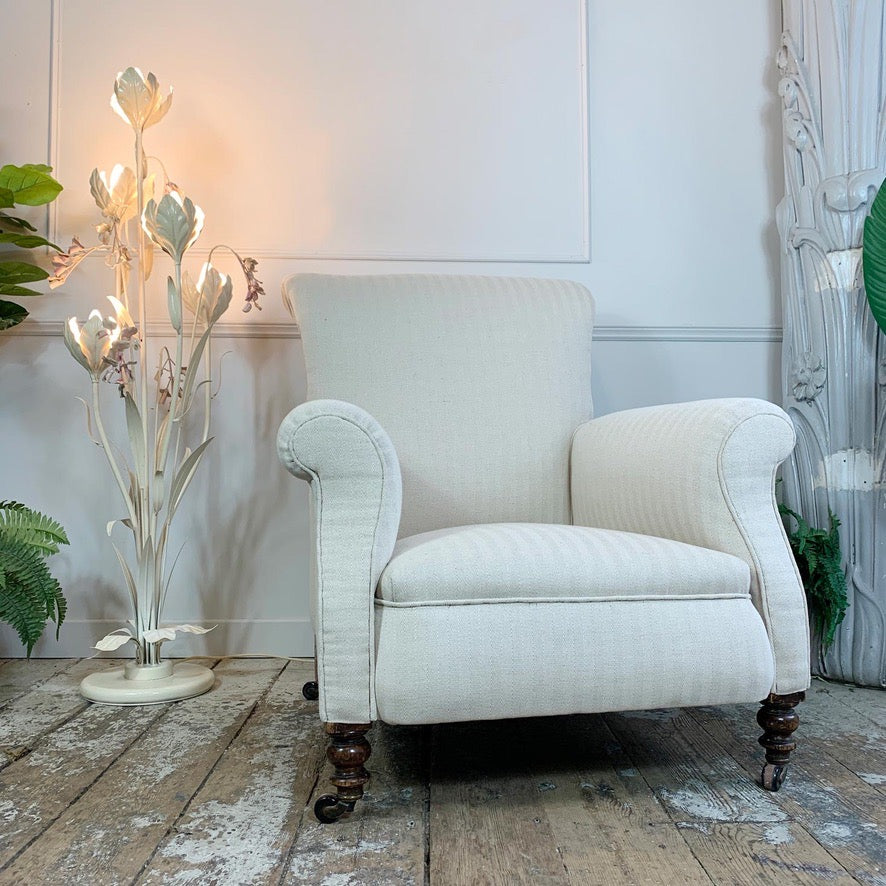 Victorian Cream Sleigh Back Country House Armchair