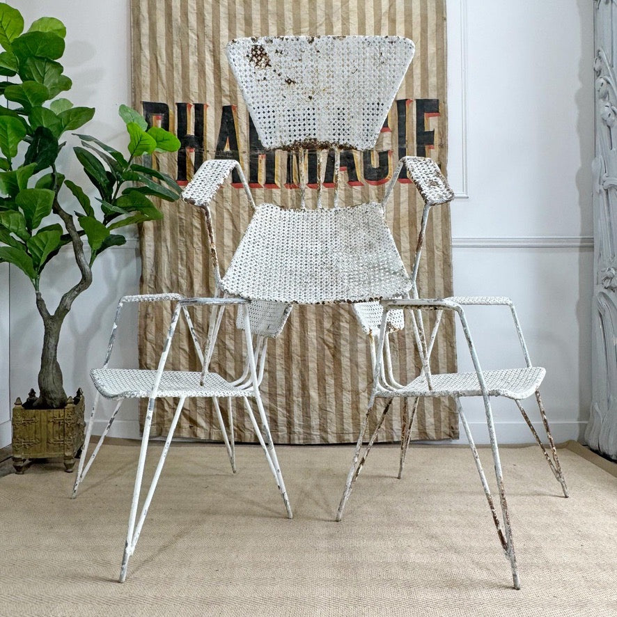 Mathieu Matégot Perforated Sheet and Tubular Metal Chairs