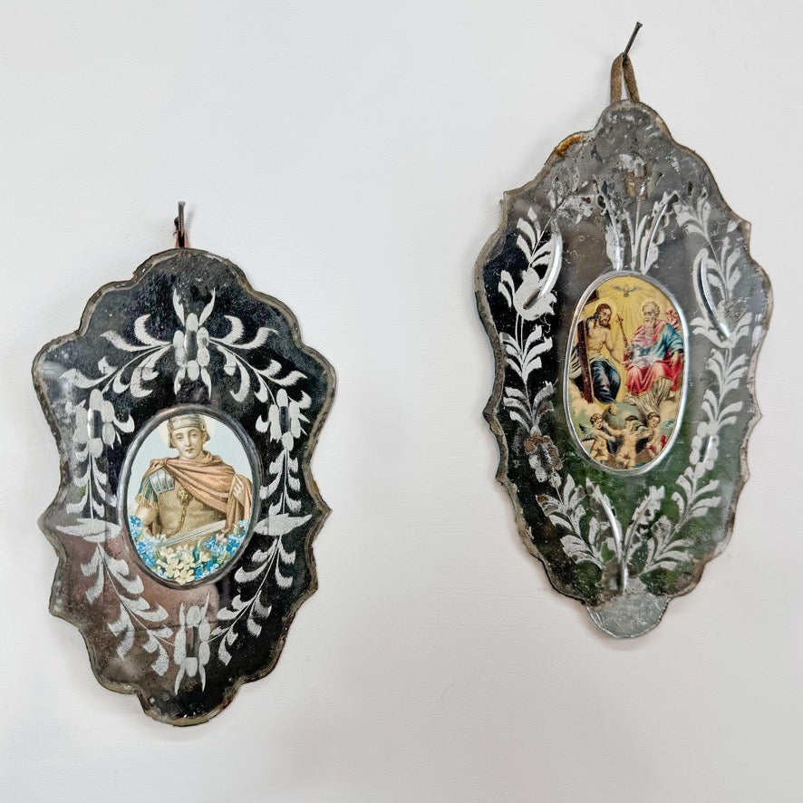 Antique Pair of German Nuns' Mirrors circa 1800