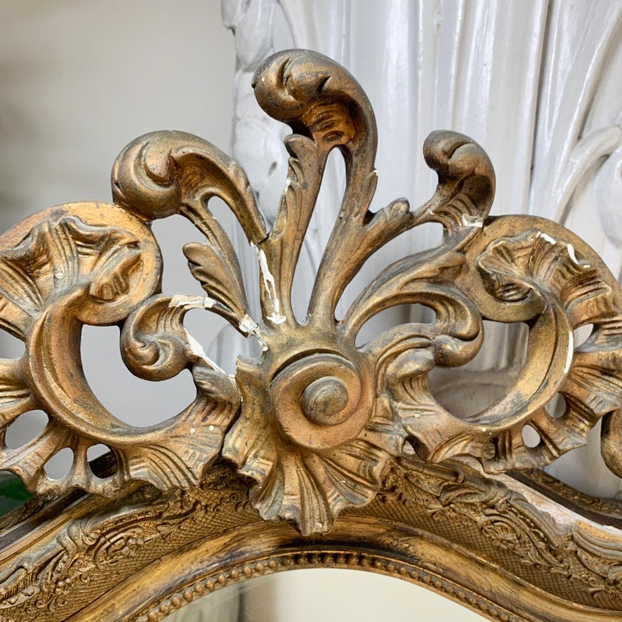 19th Century French Crested Gold Gesso Mirror