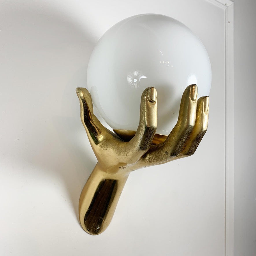 Maison Arlus Gilt Gold Bronze Hand Wall Sconce France 1970's