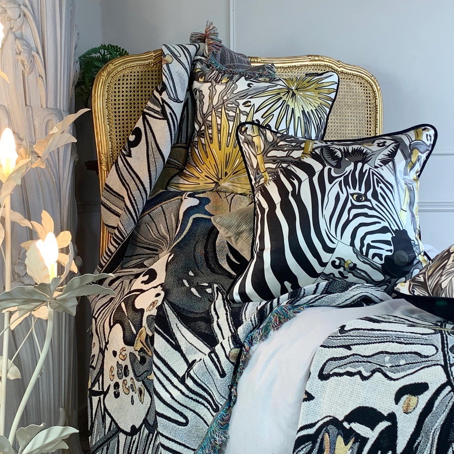The Tropics Collection 'Zebra' Luxury Silk Cushion