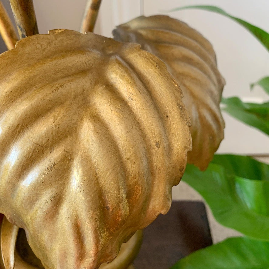 Rare 1950's White and Gold American Hydrangea Table Lamp