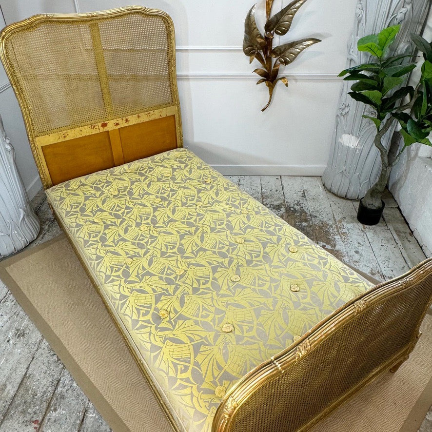 Giltwood Bergere Cane Bed Maple and Co of England Circa 1900