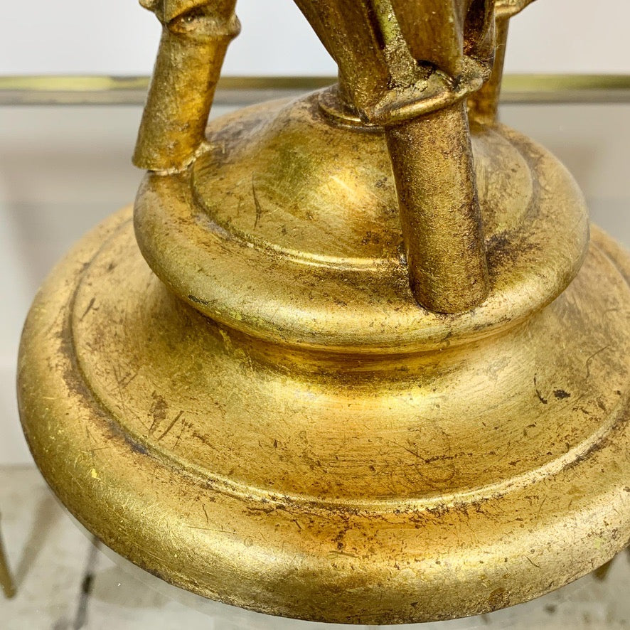 Italian Gold Faux Bamboo Table Lamp 1950's